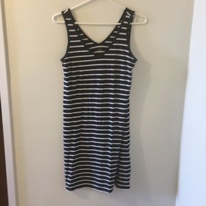 Navy and white striped dress